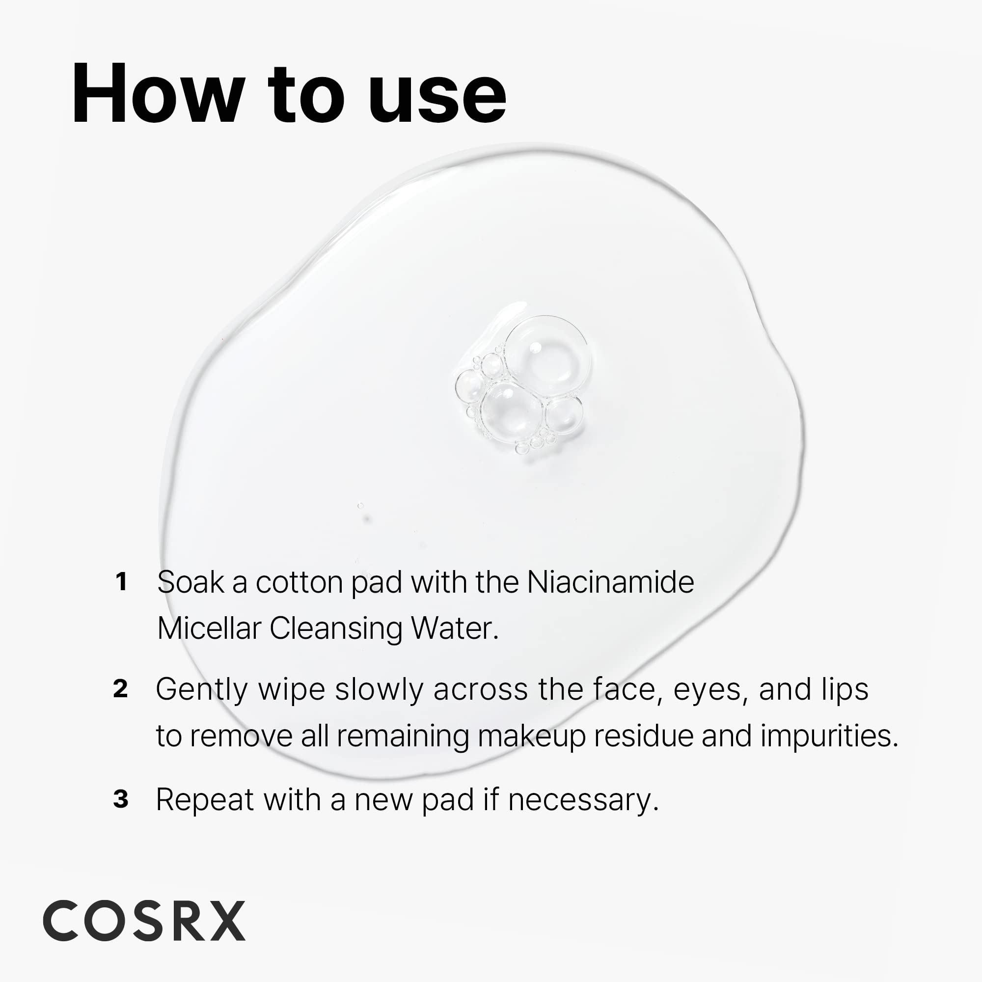 COSRX Low pH Niacinamide Cleansing Water for Sensitive Skin, - COSRX