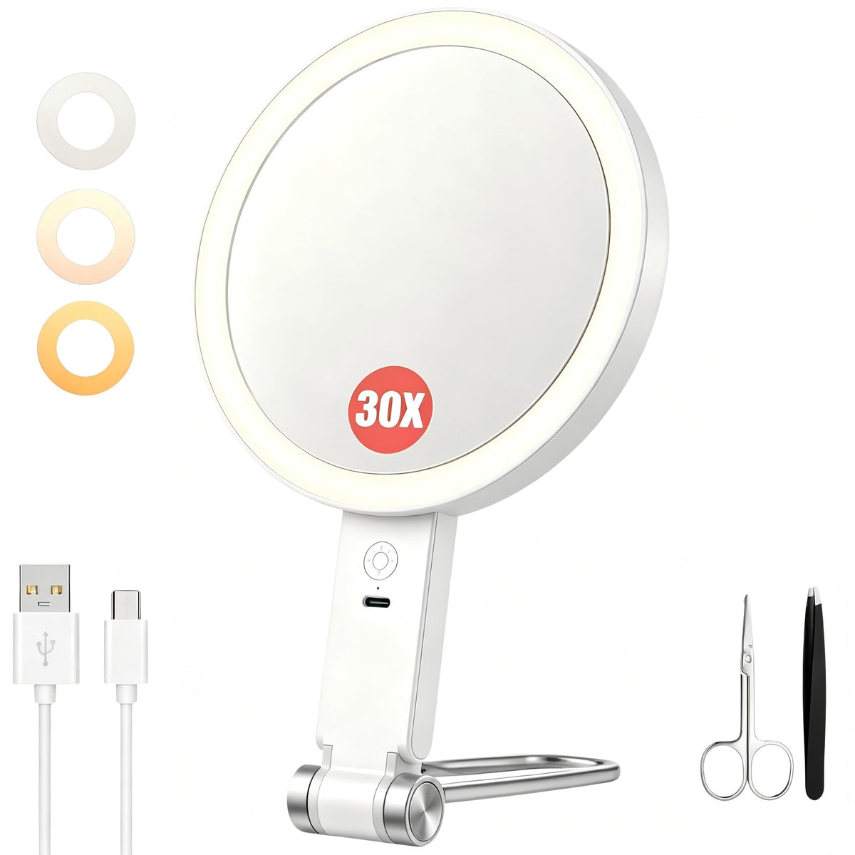 Led Two Sided Travel Makeup Mirror with Light 1X 30X - Premium Selection Official Imagery - 2