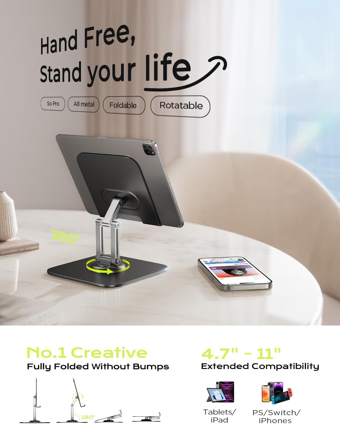 LISEN for iPad Stand Holder, Aluminum Tablet Stand Holder for iPa - LISEN Official Product View 3