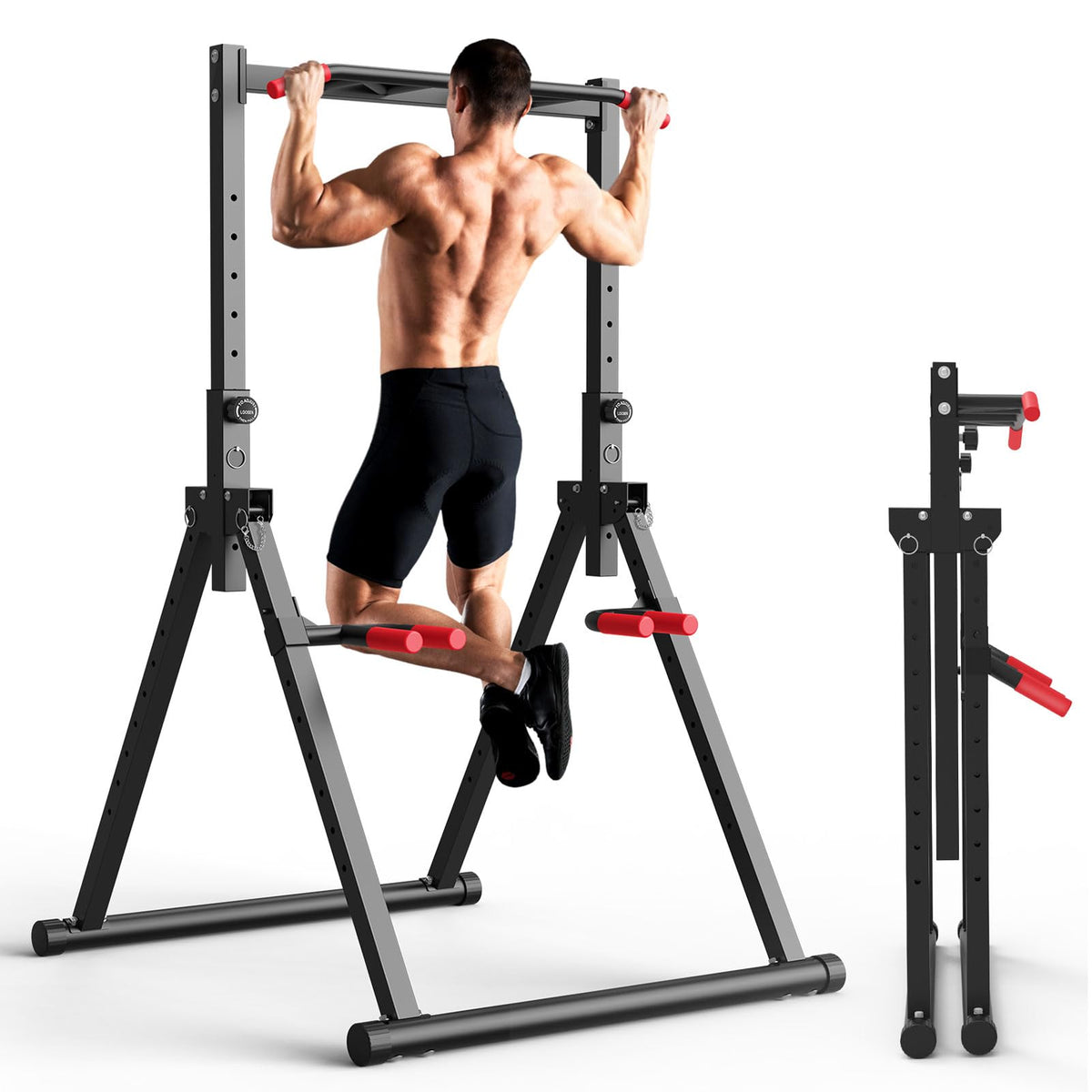 Foldable Power Tower Dip Station for Pull Ups Dips Push Ups - SERTT Official Imagery - 1