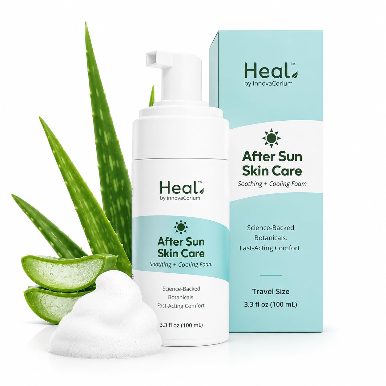 Heal After Sun Lotion with Aloe Vera, Sunburn Relief, Travel - Product Imagery