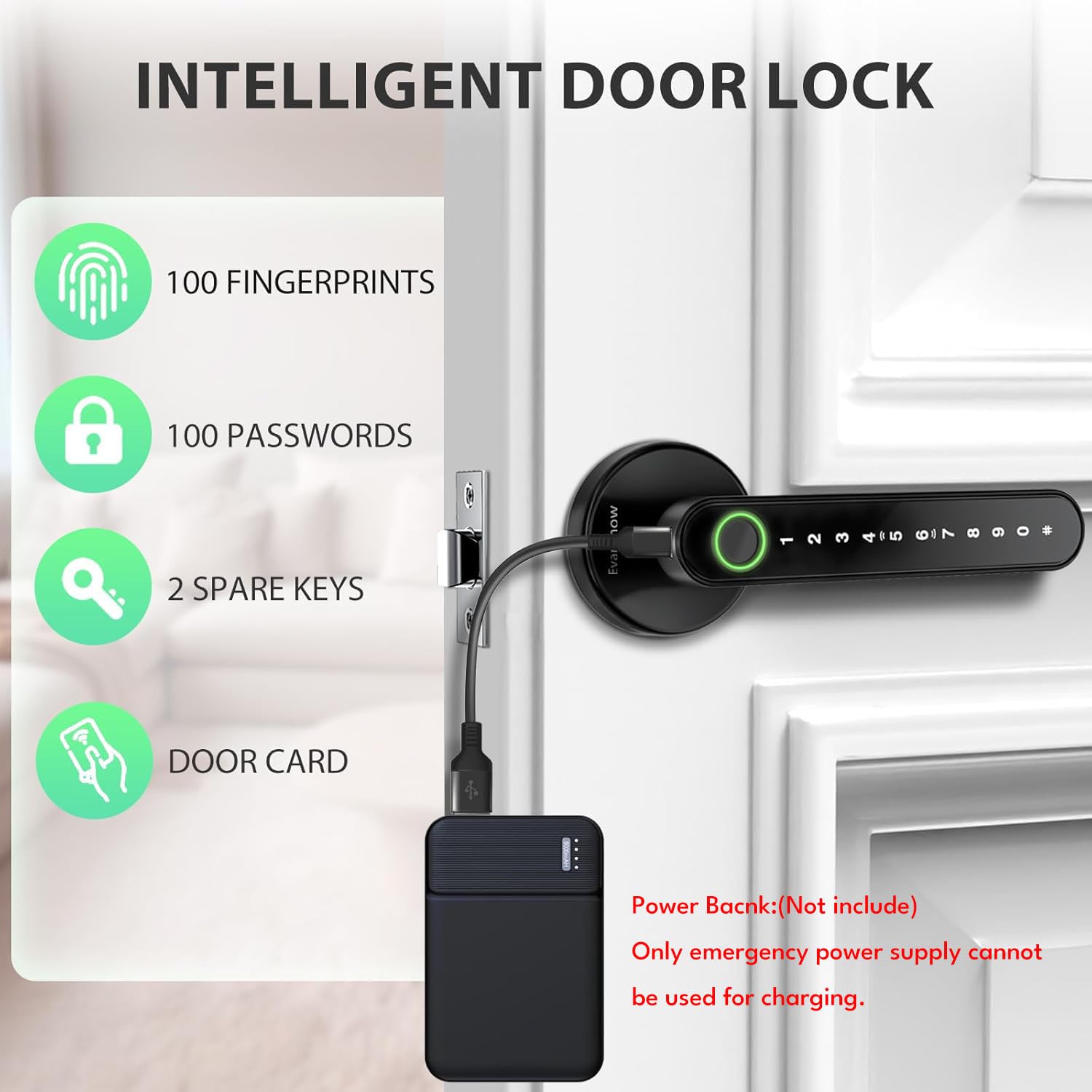 Evanshow Fingerprint Door Lock Biometric Door Knob with Keypad Keyless Entry, Do - Evanshow Official Product View 5