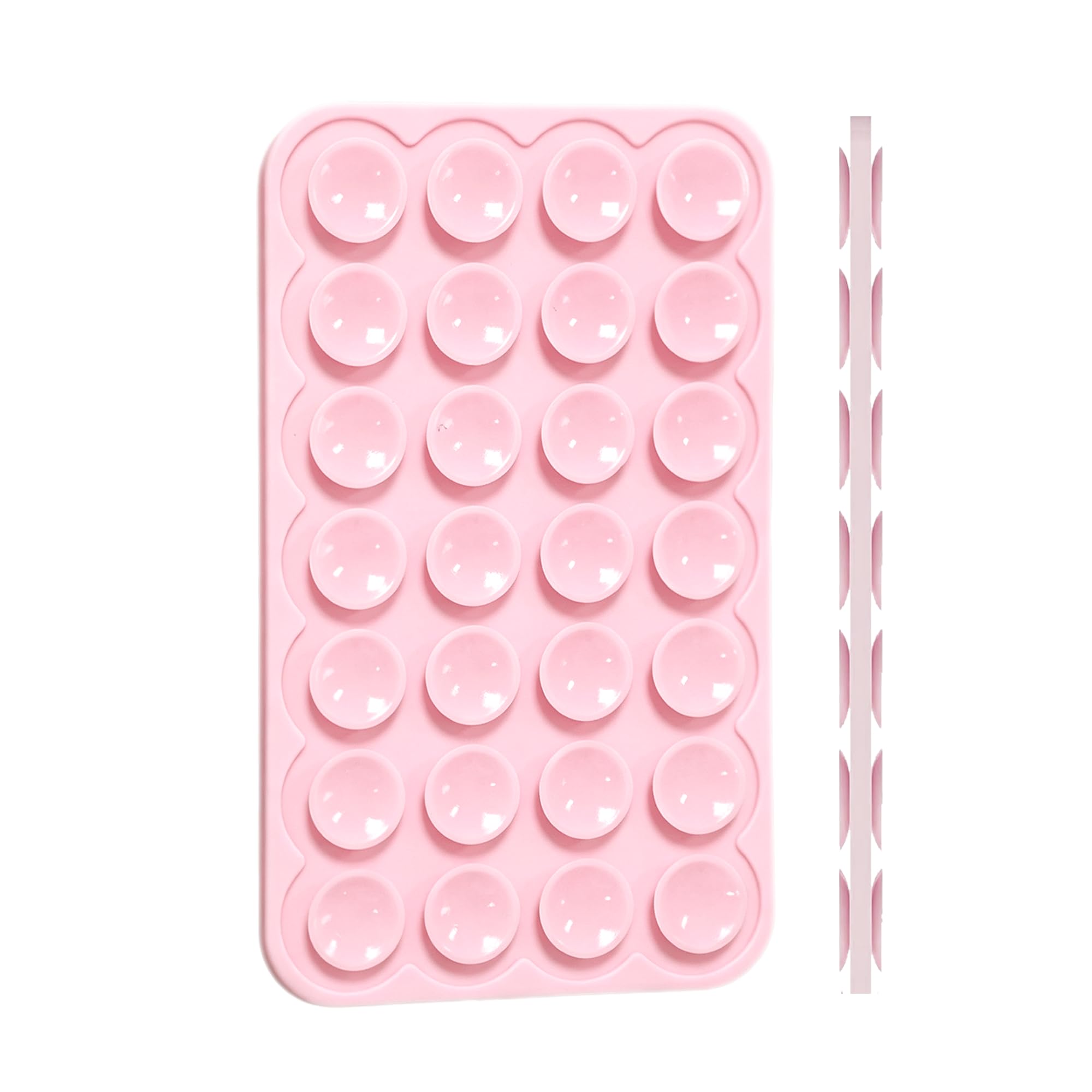 Silicone Double-Sided Suction Phone Mount - Light Pink Small - Product Imagery