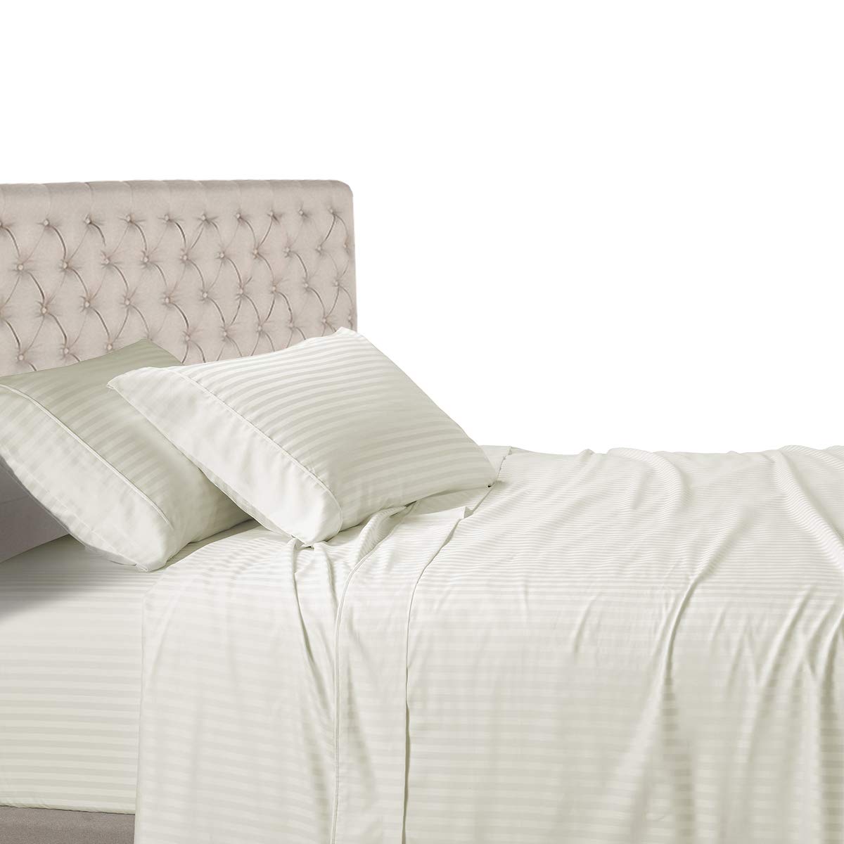 Royal Hotel King Sheets Set, 600 Thread Count Cotton Stripe - Product Imagery