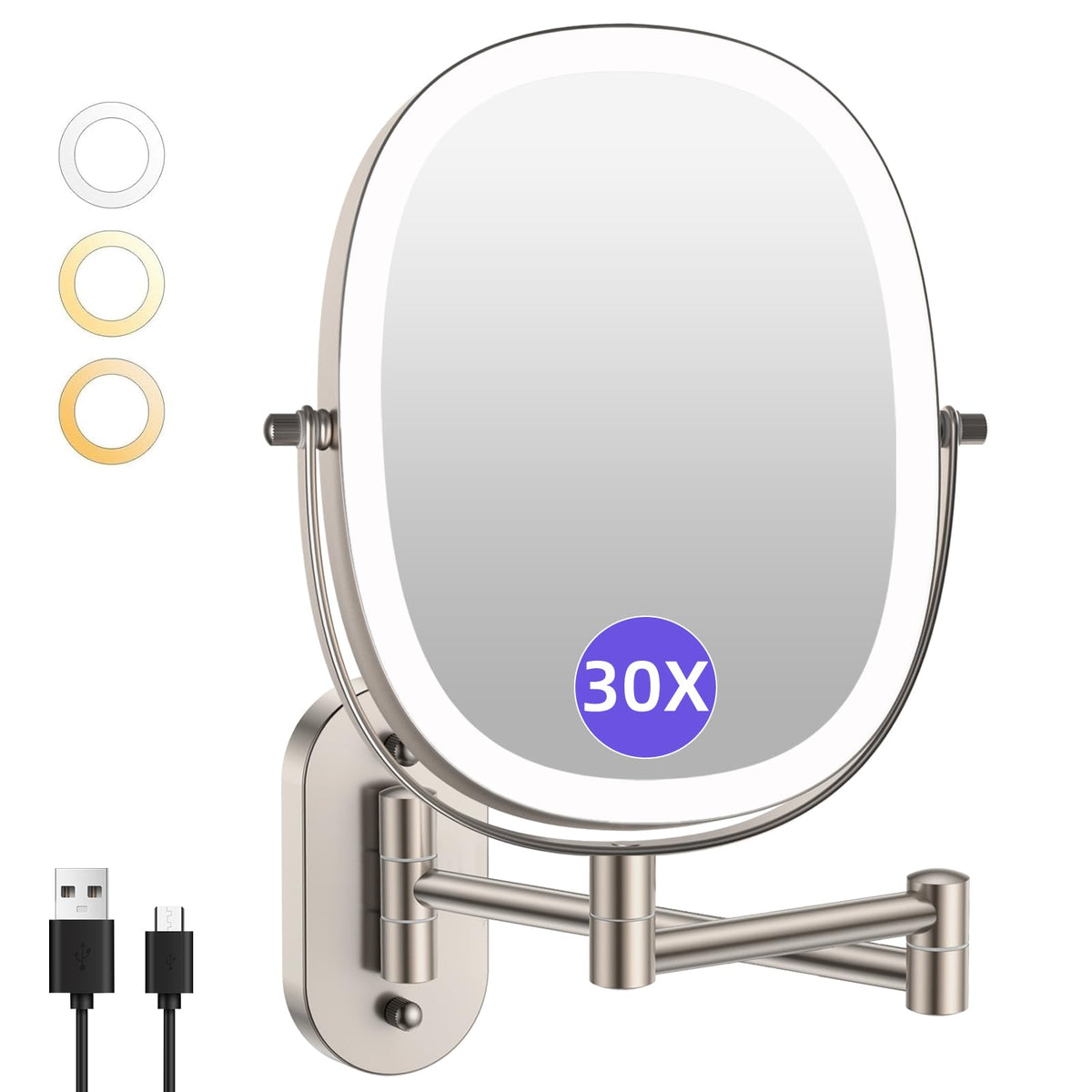 FUNTOUCH 5000mAh Rechargeable Wall Mounted Lighted Makeup - FUNTOUCH Official Imagery - 1