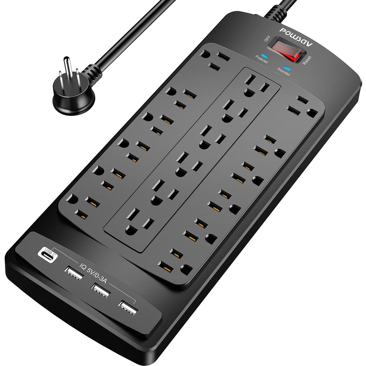 18 Outlets Surge Protector Power Strip - POWSAV Official Imagery - 1