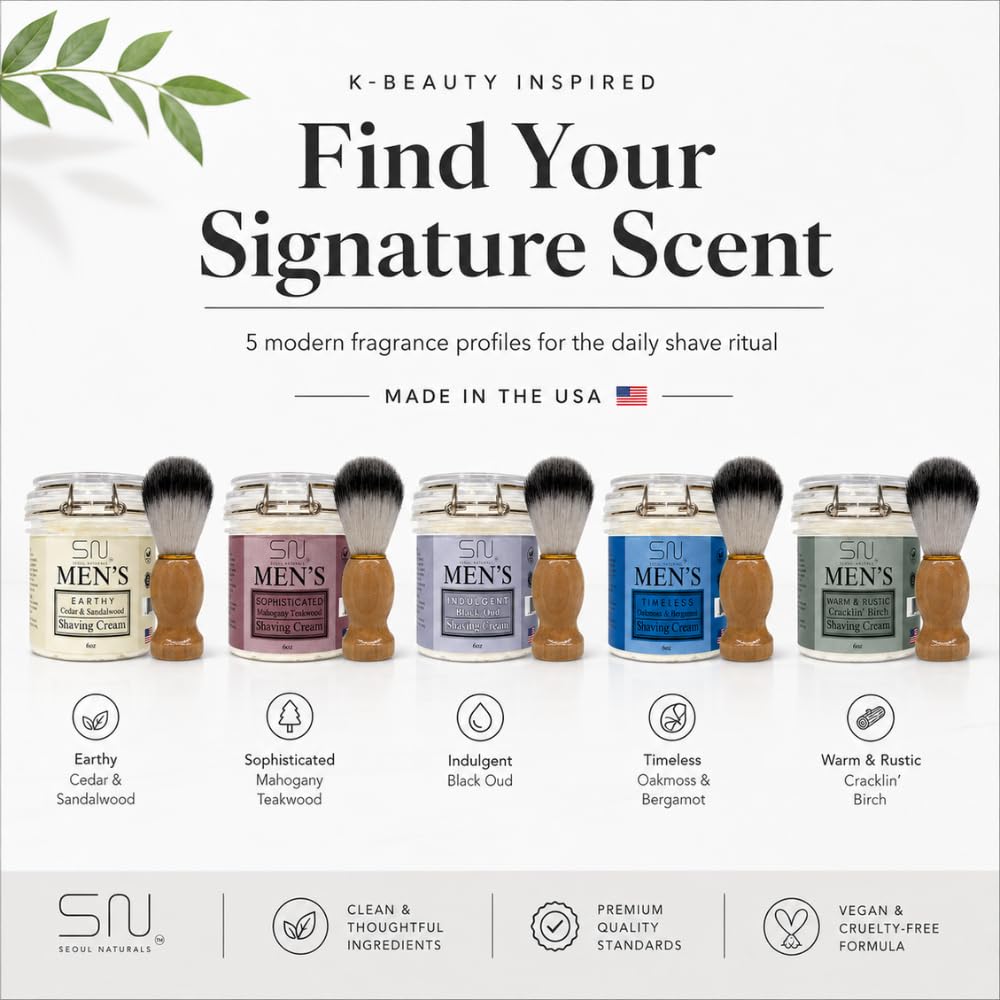 Indulgent Black Oud Shaving Cream with Barber Brush k beauty - Seoul Naturals Official Imagery - 4