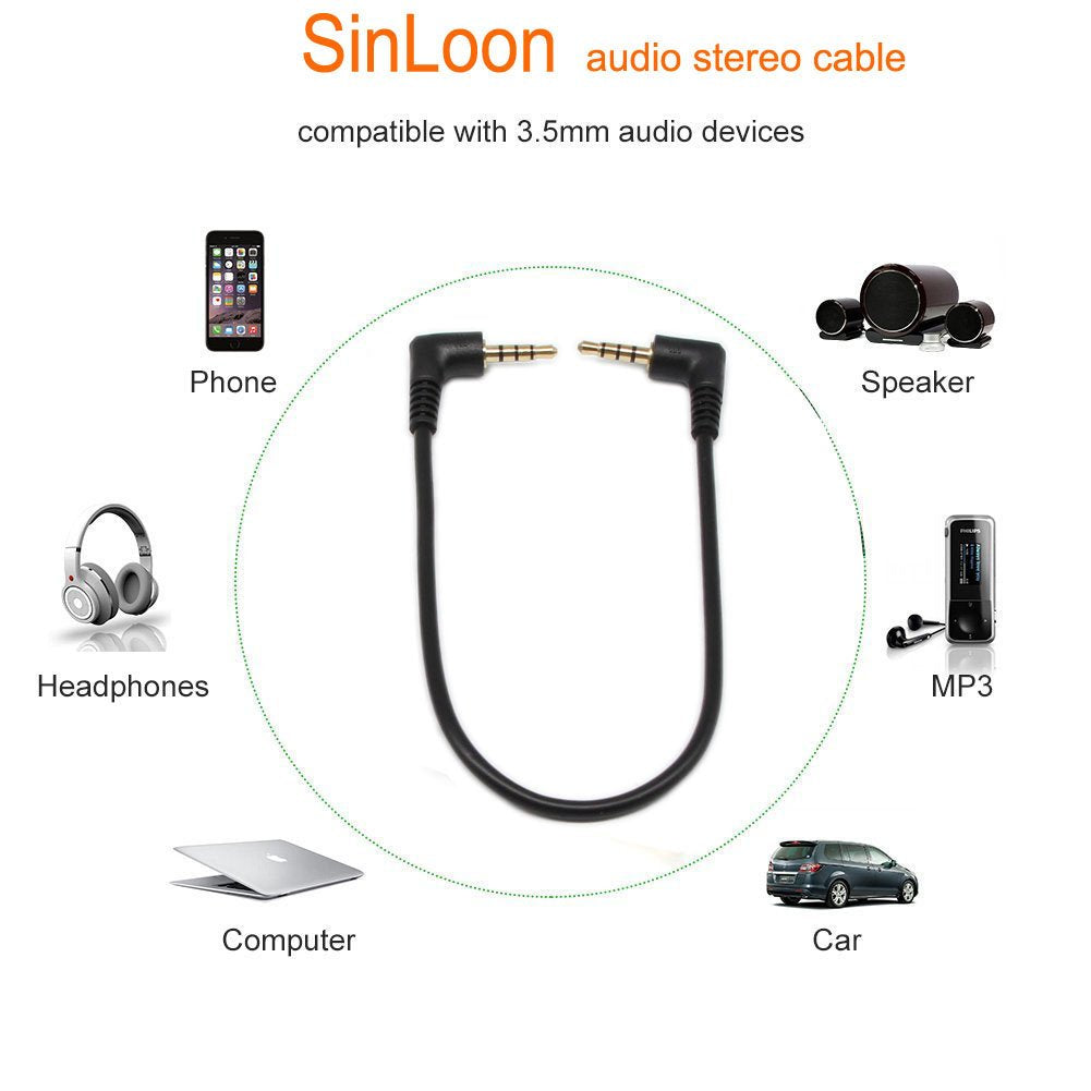 SinLoon 3.5mm TRRS Cable,   Gold Plated 90 Degree Right & Left An by SinLoon - Angle View 7
