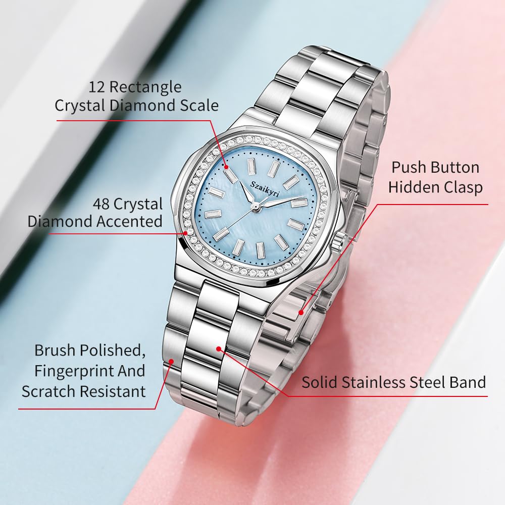 Szaikyri Elegant Watch for Women with Crystal Accented Solid - Szaikyri Official Imagery - 4