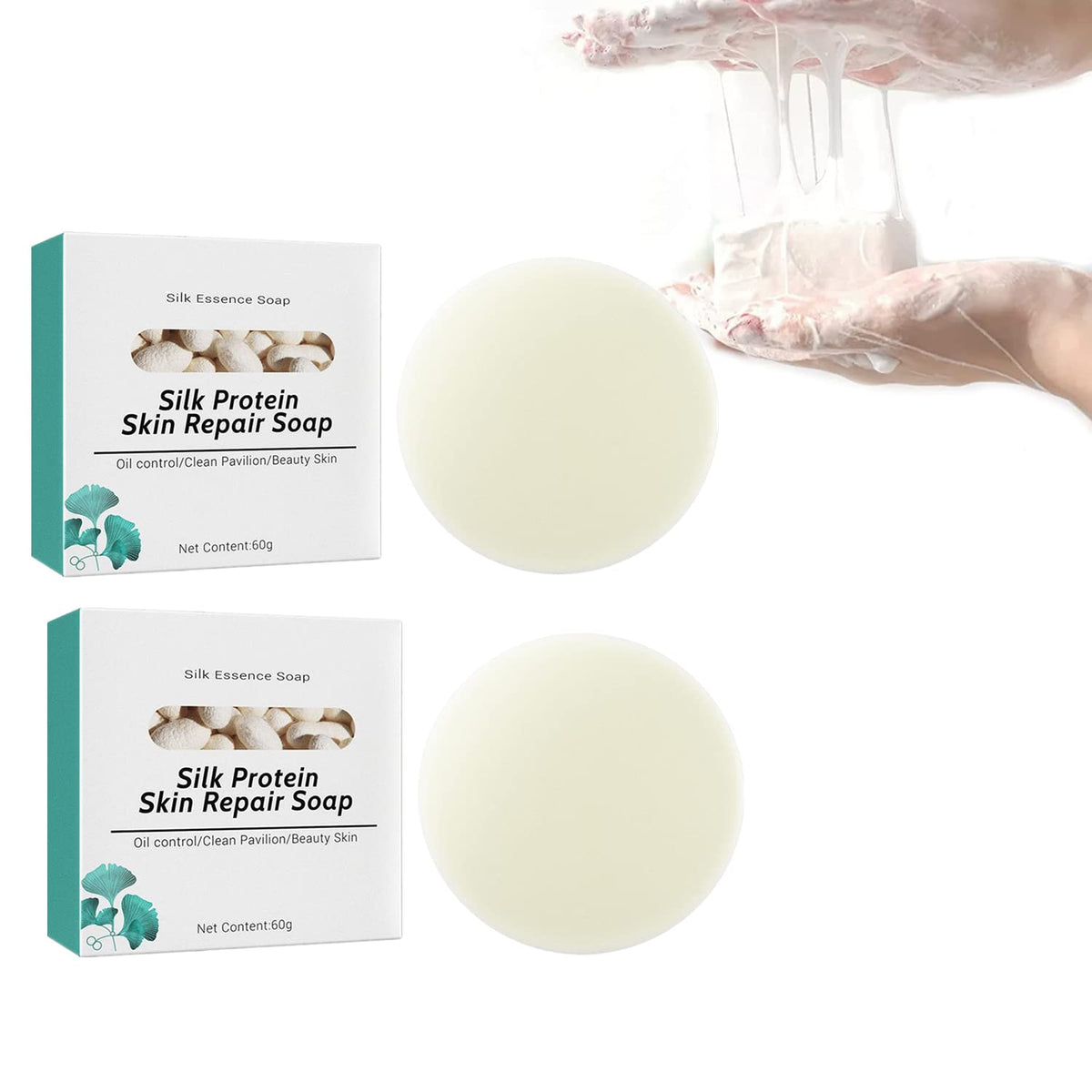 2PCs SkinFerm Collagen Milk Whitening Soap Silk Protein Skin - YG LianKai Official Product Imagery - 1