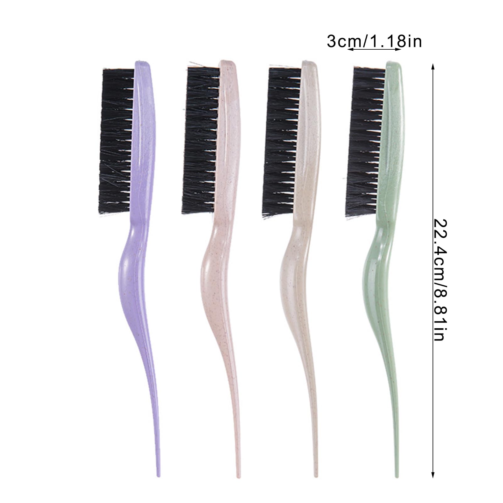 YUGSHNKFC teasing hair brush with green nylon bristles and a tail handle for styling and teasing hair.