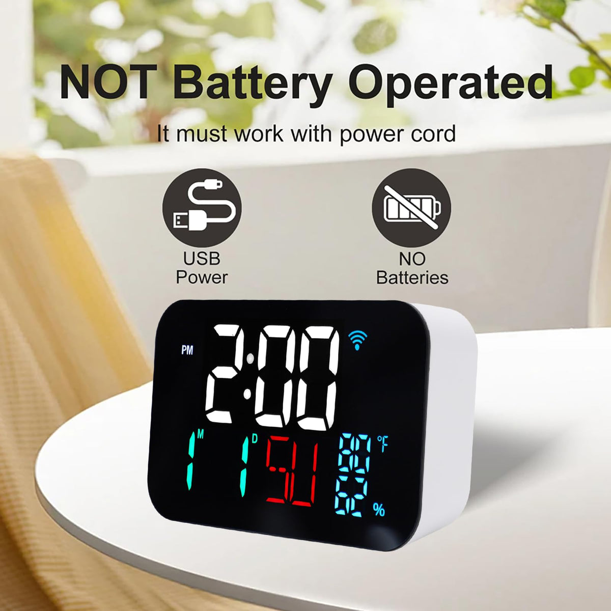 Luocute WiFi Smart Clock Weather Station Alarm Date Day - Luocute Official Imagery - 5