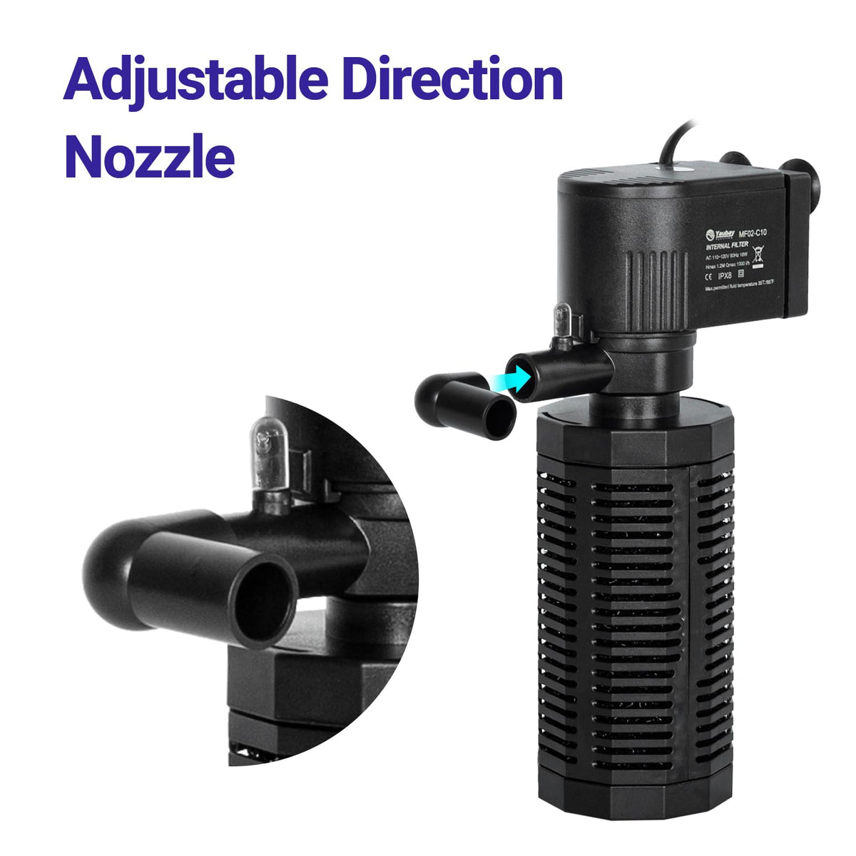 18W Aquarium Internal Filter for 55 120 Gallon Tanks Power - Yaubay Official Imagery - 3