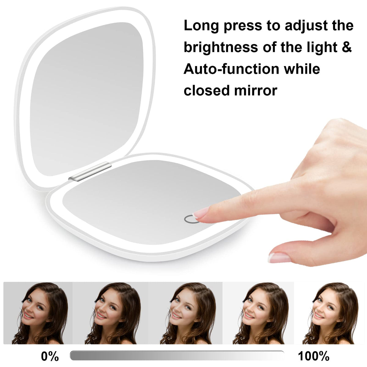 Compact Mirror Lighted Travel Makeup Mirror with 1X 10X - deweisn Official Imagery - 6
