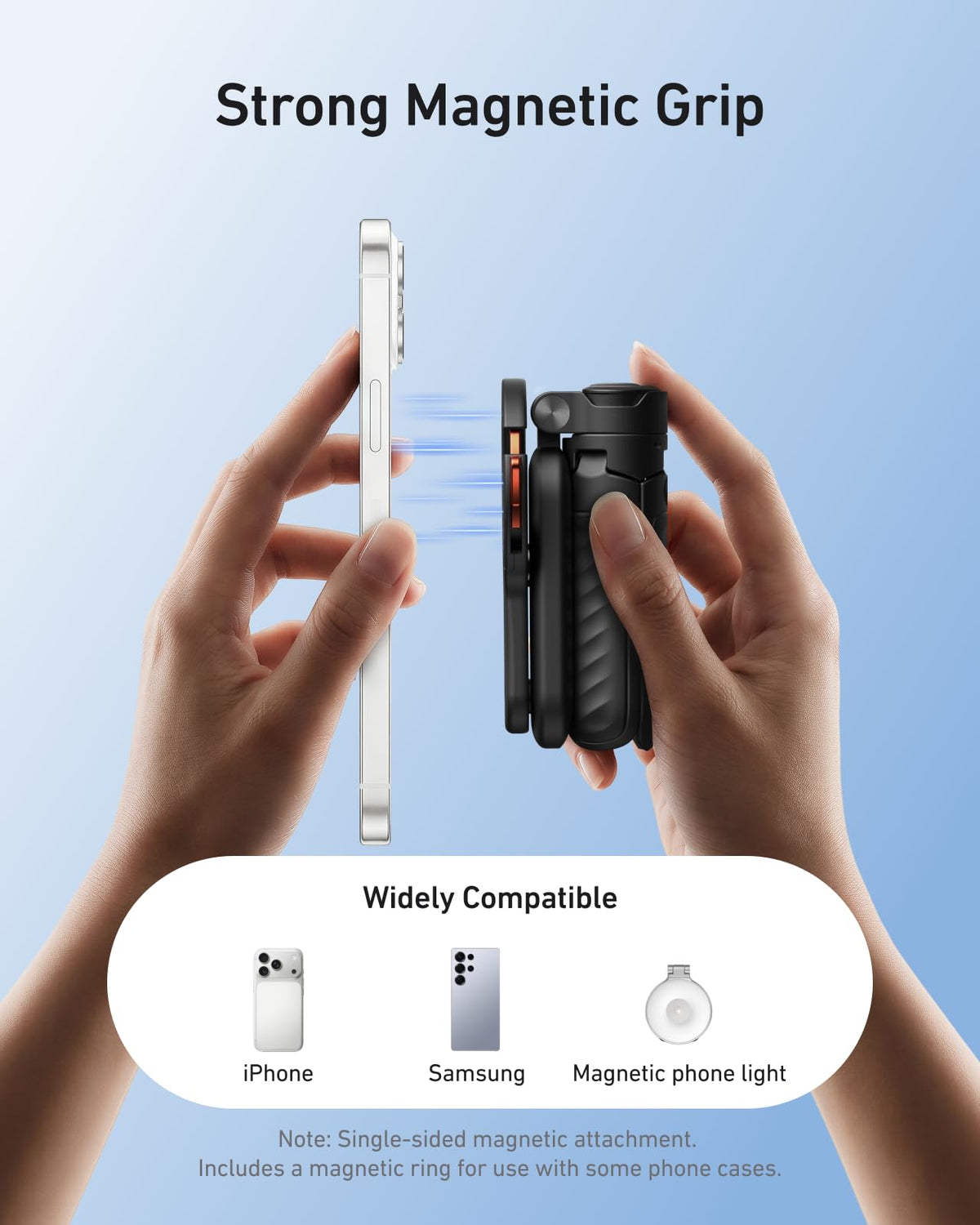 TELESIN Magnetic Mini Selfie Stick Tripod with Phone Camera - TELESIN Official Imagery - 6