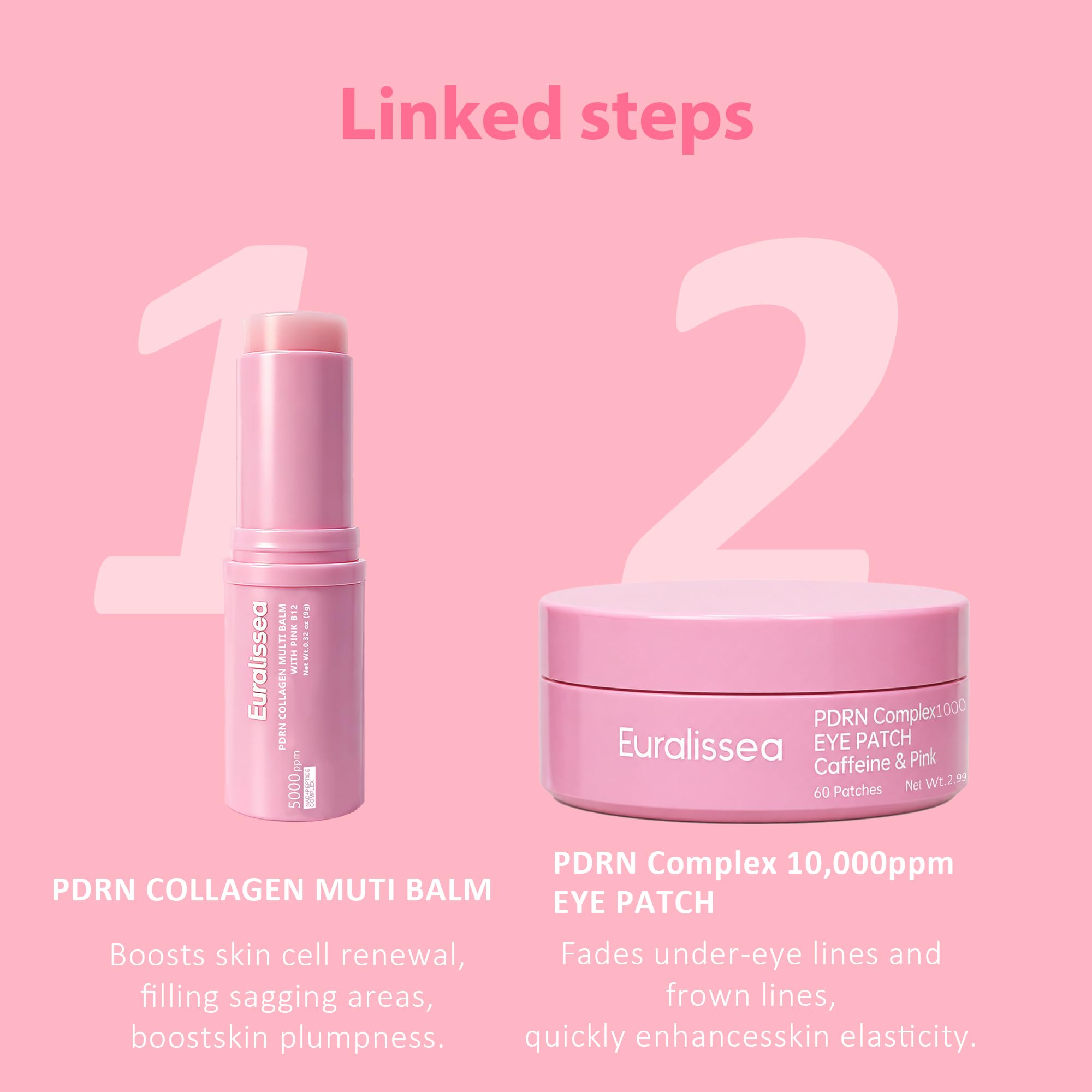 PDRN Collagen Multi Balm Stick &amp; Eye Patches Set, Pink B12 - Euralissea