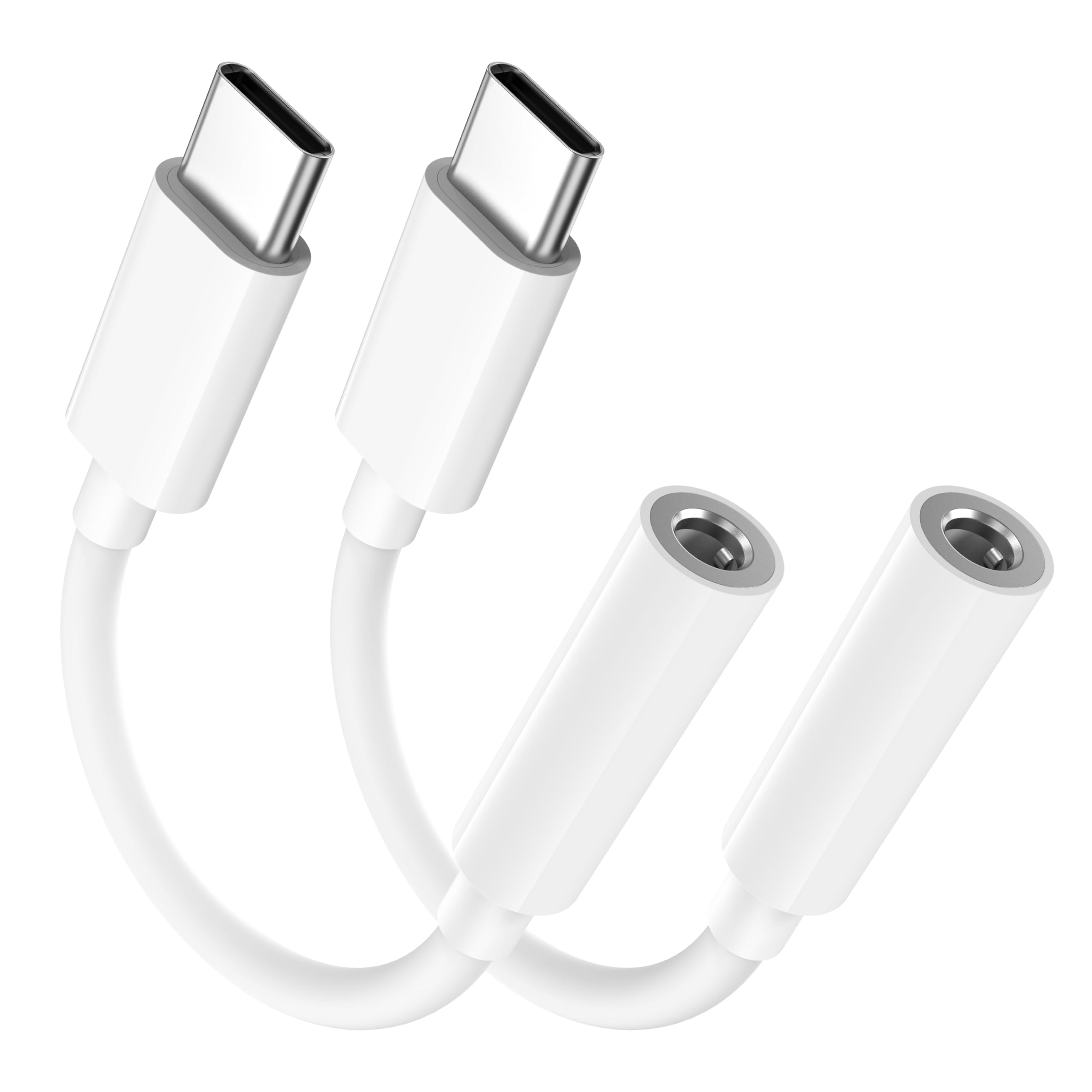 2 Pack USB C to 3.5mm Headphone Jack Adapter, Aux to USB C HiFi Compatible for Apple iPhone 17/16/15/Pro Max/Plus,Type C Aux Audio Dongle Cable Cord for iPad,Samsung Galaxy S26/S25/24/S23,Pixel -White