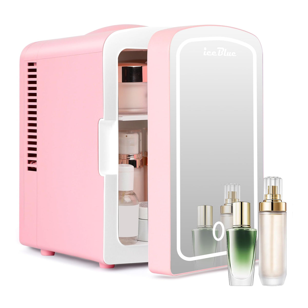 Mini Fridge 4 Liter 6 Cans Makeup Fridge with LED Mirror - Iceblue Official Imagery - 1