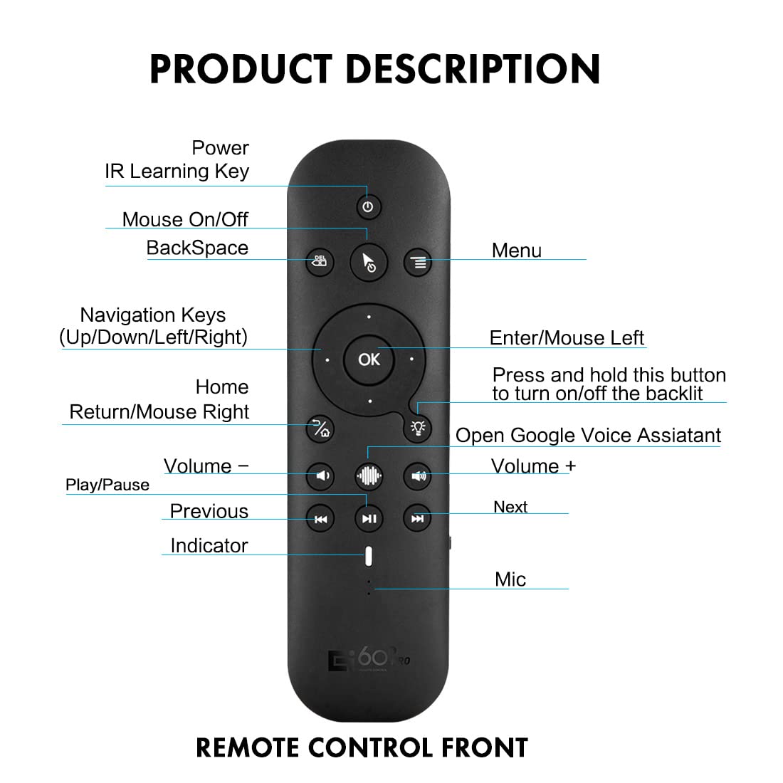 Rechargeable Mini Bluetooth Keyboard Voice Remote with - RUPA Official Imagery - 8