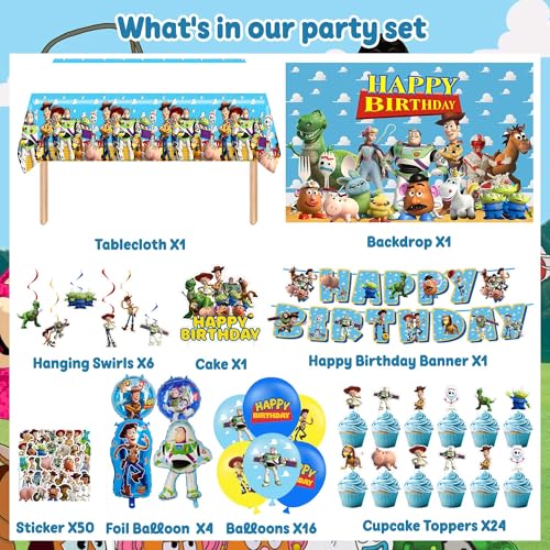 Cartoon Birthday Party Decorations, Toy Themed Party Supplies - Product Imagery