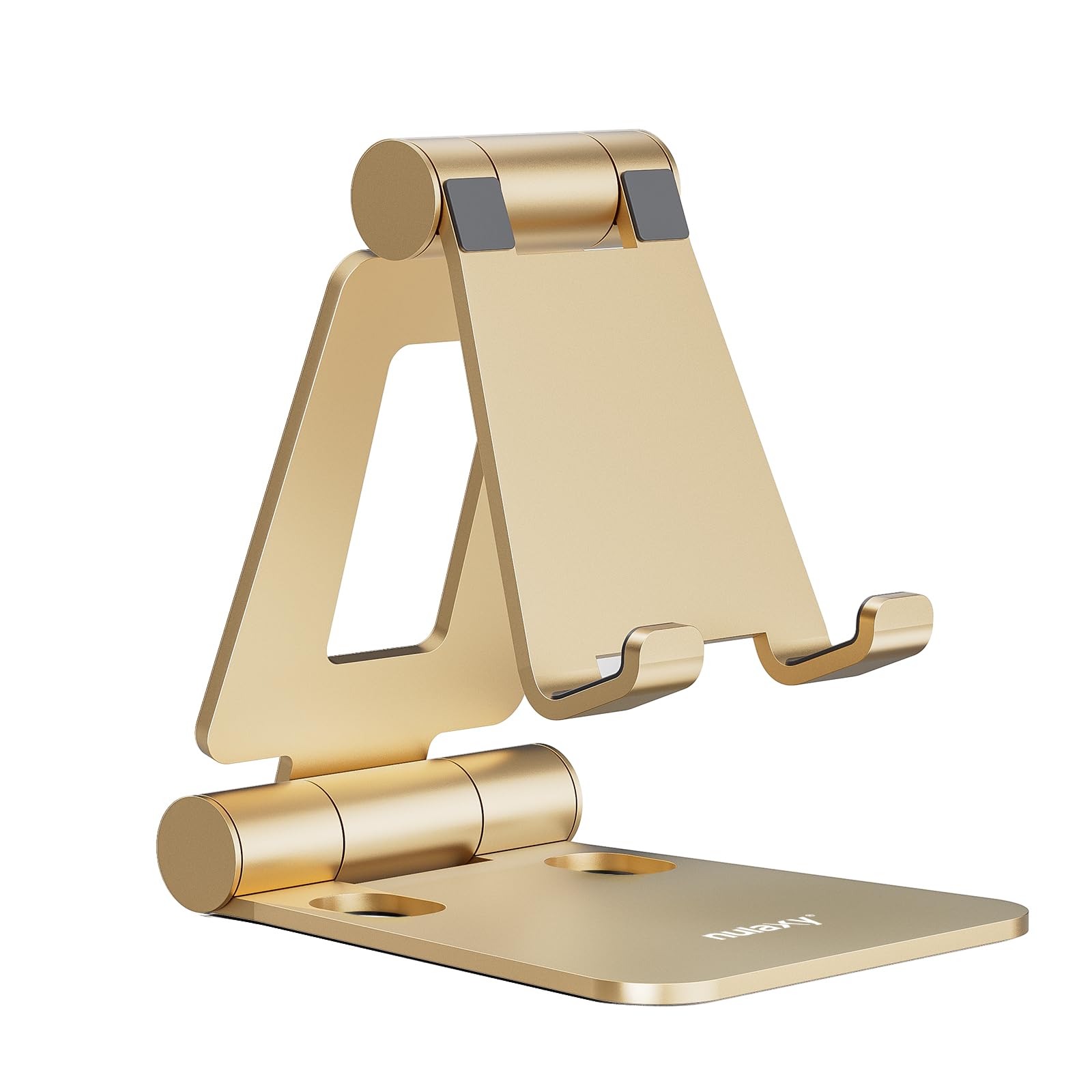 Nulaxy Full Aluminum Dual Folding Cell Phone Stand for Desk, Gray - View 9