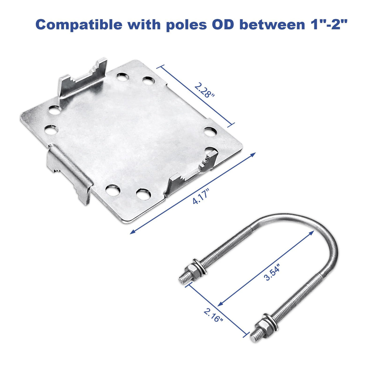 3 Sets Antenna Mast Clamp Cross Over Bracket Kit with U - MOOKEERF Official Imagery - 3