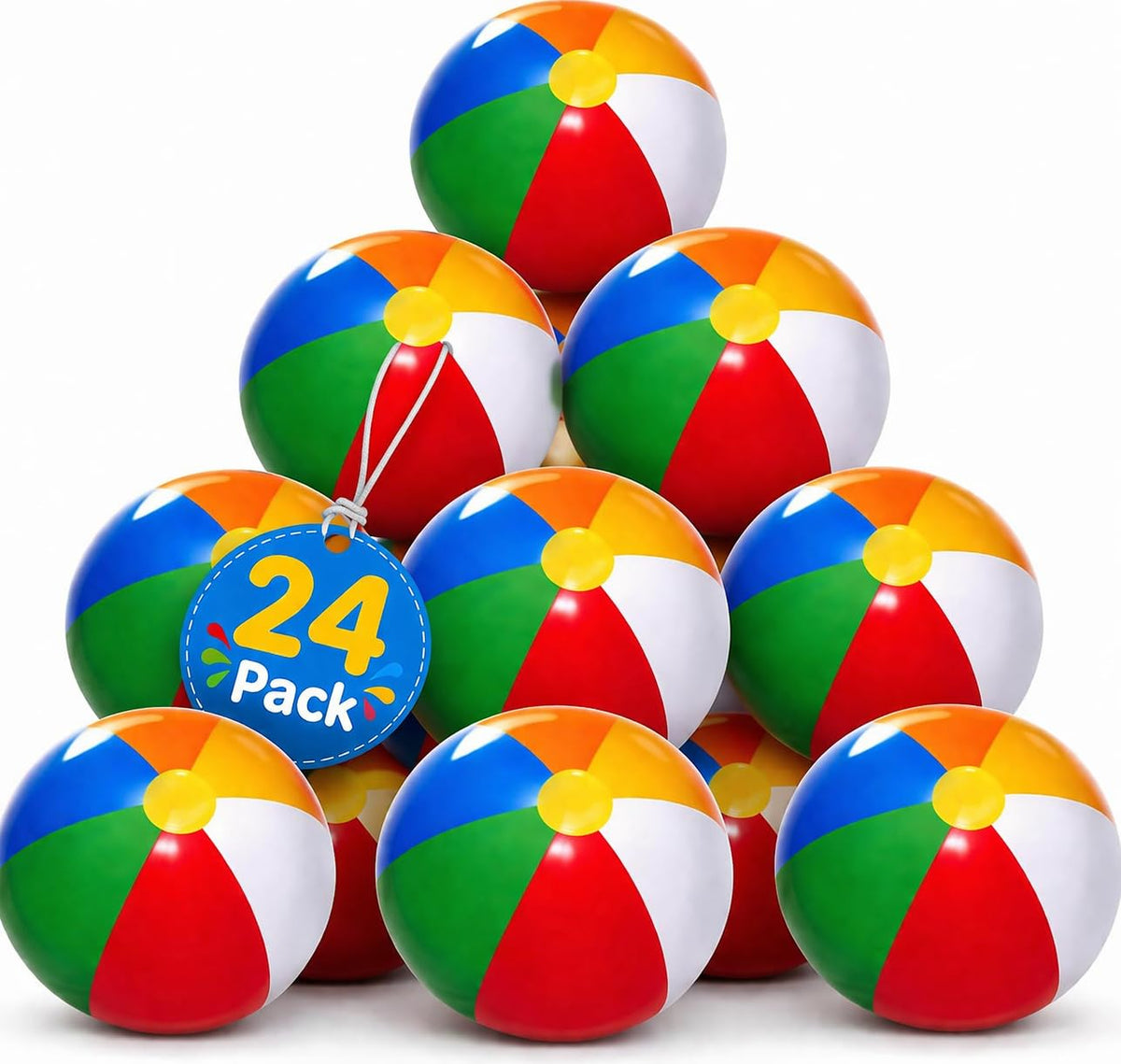 4E s Novelty 24 Pack 16 Inch Inflatable Beach Balls Bulk 24 - 4E's Novelty Official Imagery - 1