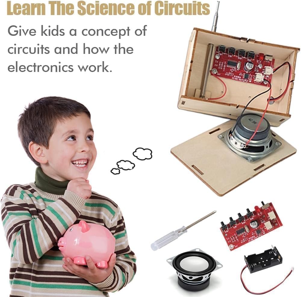 ANNISOKA science kit for kids age 6-8-13, DIY radio building craft with colorful components and electronic parts.