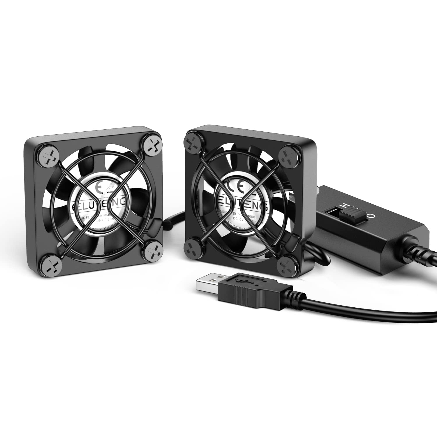 ELUTENG Dual 40mm USB Fan with 3 Speeds Adjustable 5V PC Fan Max - ELUTENG Official Product View 1