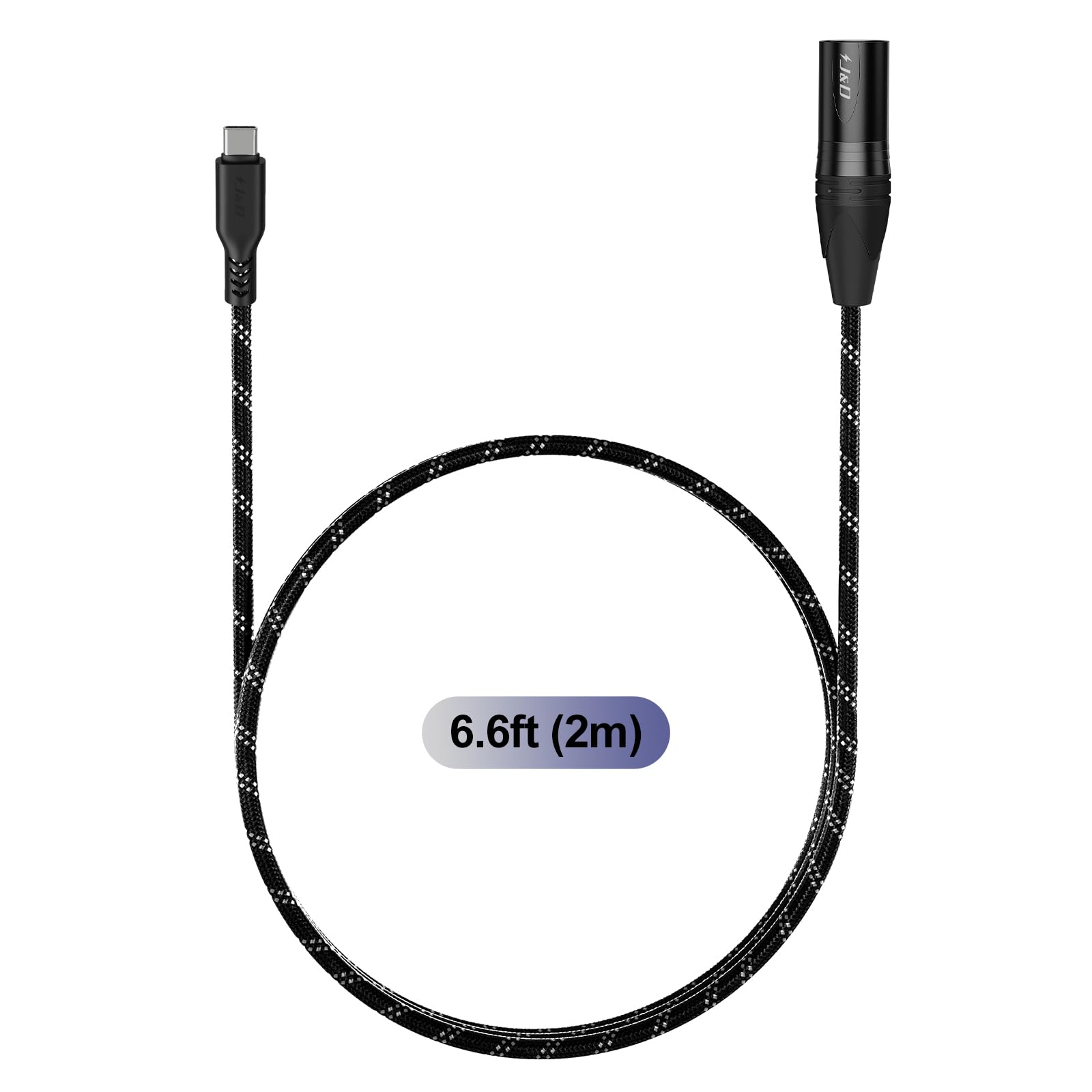 J&D USB Type C to XLR Male Mono Audio Output Cable, USB C to XLR by J&D - Angle View 9