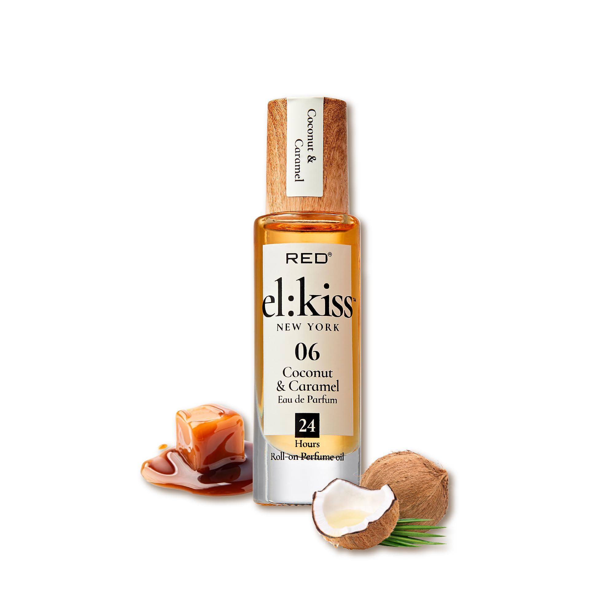 EL:KISS Roll On Perfume, Coconut & Caramel Eau de Parfum 12mL - Product Imagery