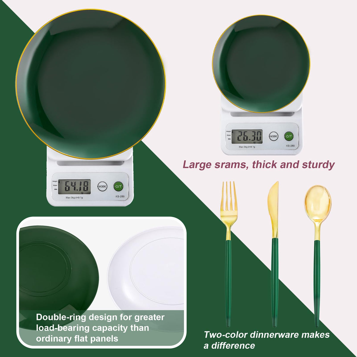 Liacere 150PCS Green Plastic Plates - Liacere Official Imagery - 4