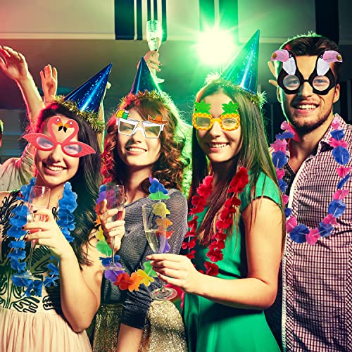 JOYIN 12 Pieces Luau Party Glasses and 12 Pieces Hawaiian Leis, - Product Imagery