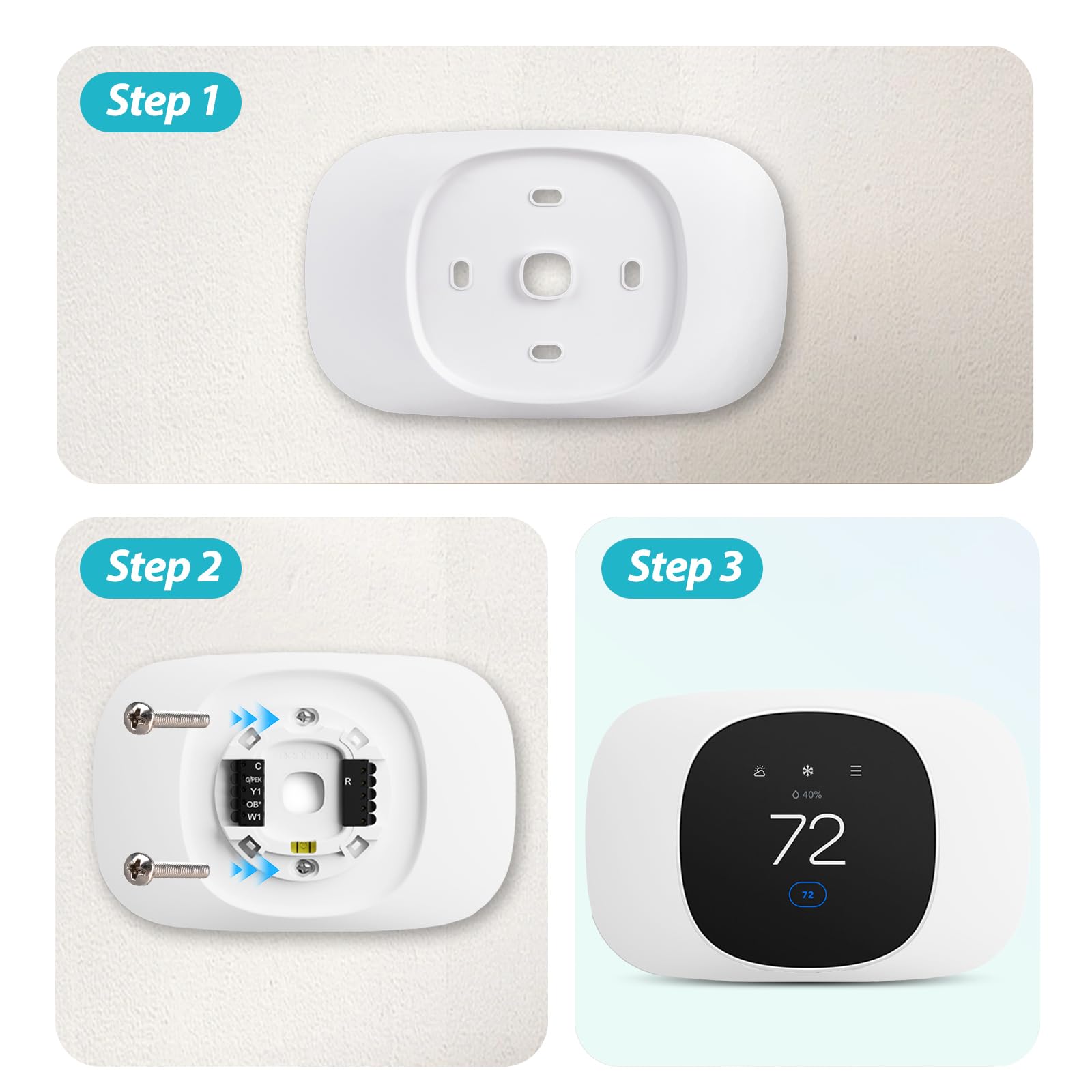 CERCGVEL Trim Plate Compatible with ecobee Smart Thermostat Essen - CERCGVEL Official Product View 5
