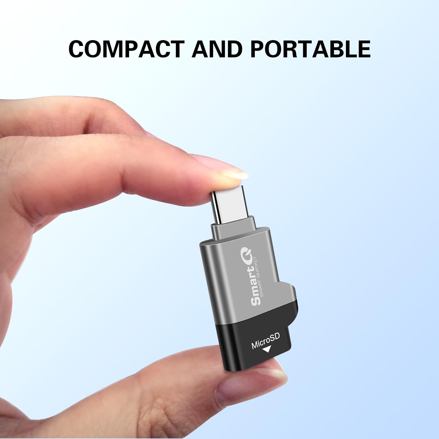 SmartQ C356 Type-C MicroSD card reader with USB 3.0 port, compact design, and super speed data transfer technology.
