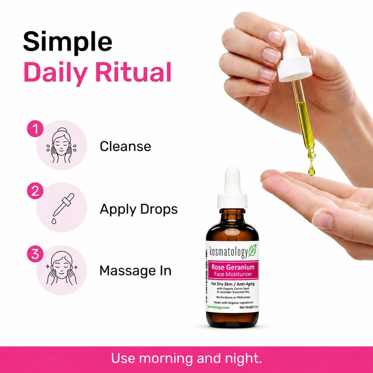 kosmatology Rose Geranium Facial Moisturizer for Dry Skin - kosmatology Official Imagery - 7