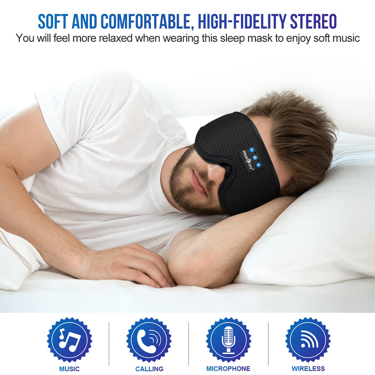 MUSICOZY 3D Sleep Headphones Bluetooth 5.4 Breathable Sleep Eye Mask - MUSICOZY Official Product View 2