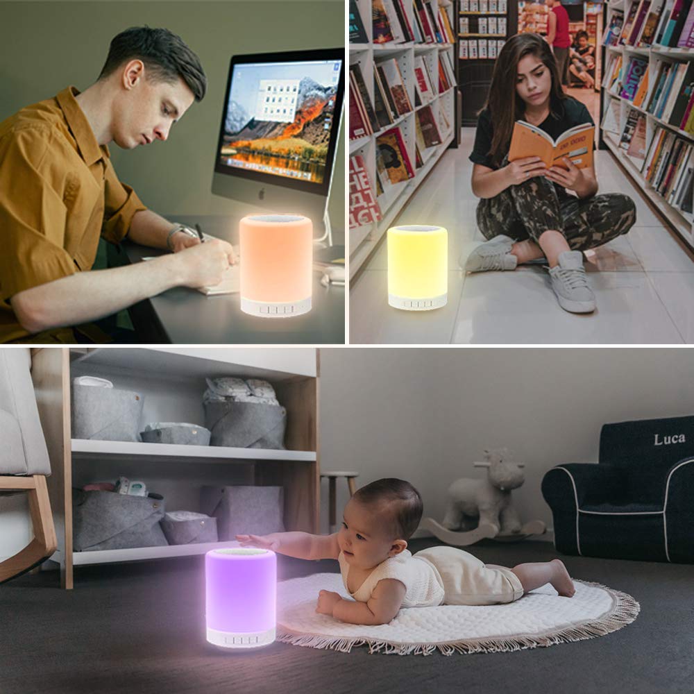 Elecstars Night Light with Bluetooth Speaker, Touch Lamp Rechargeable - View 6