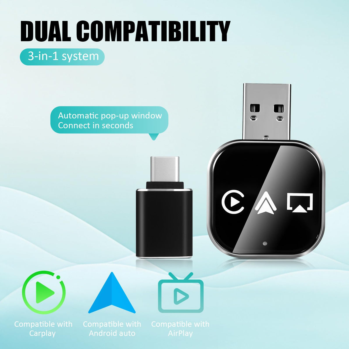 DOITOOL Wireless Car Adapter 3 in 1 Wireless Phone Connector - DOITOOL Official Imagery - 7