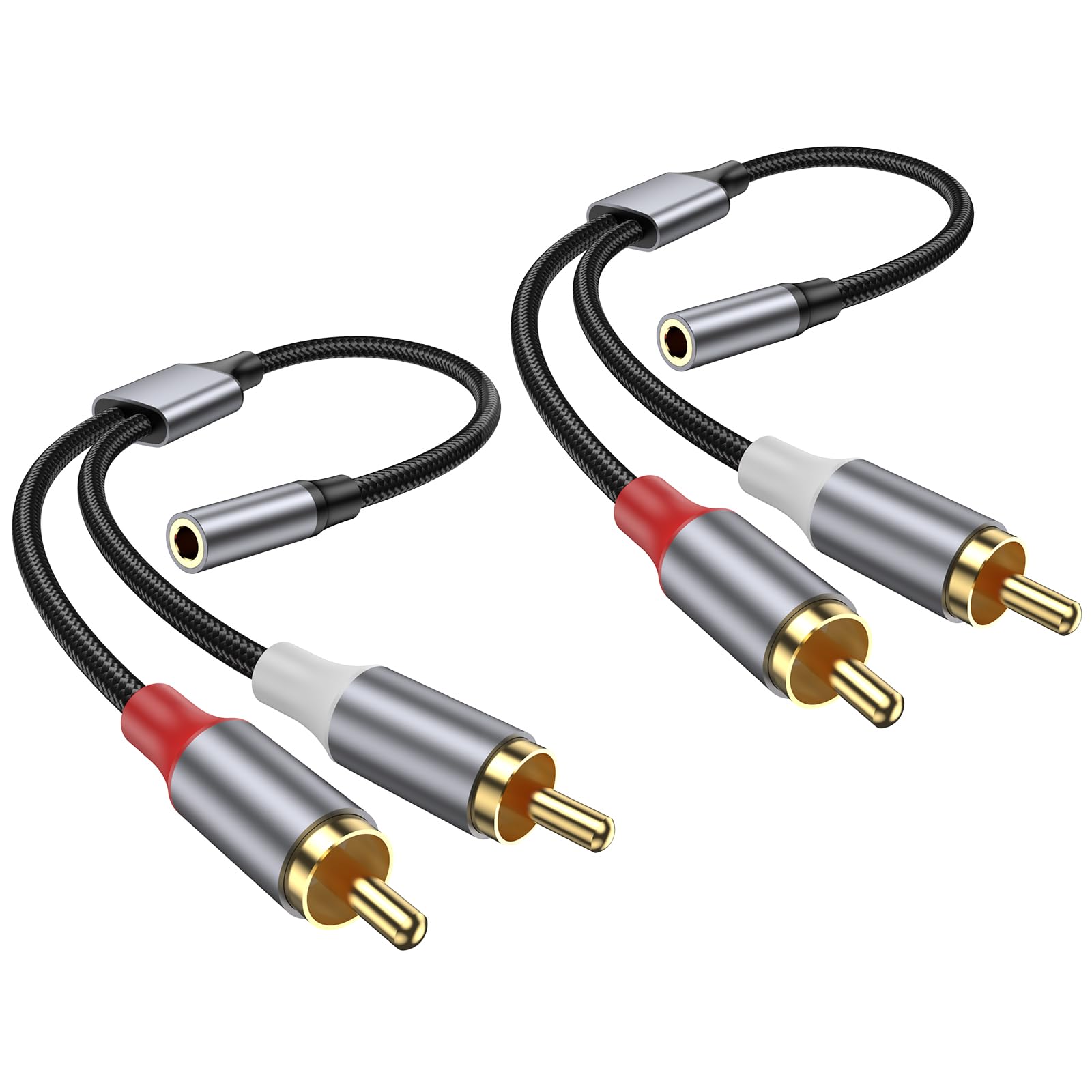 KAYQINHO 3.5mm Female to 2 RCA Male Cable, 10inch RCA to 3.5mm Fe by KAYQINHO - Angle View 9