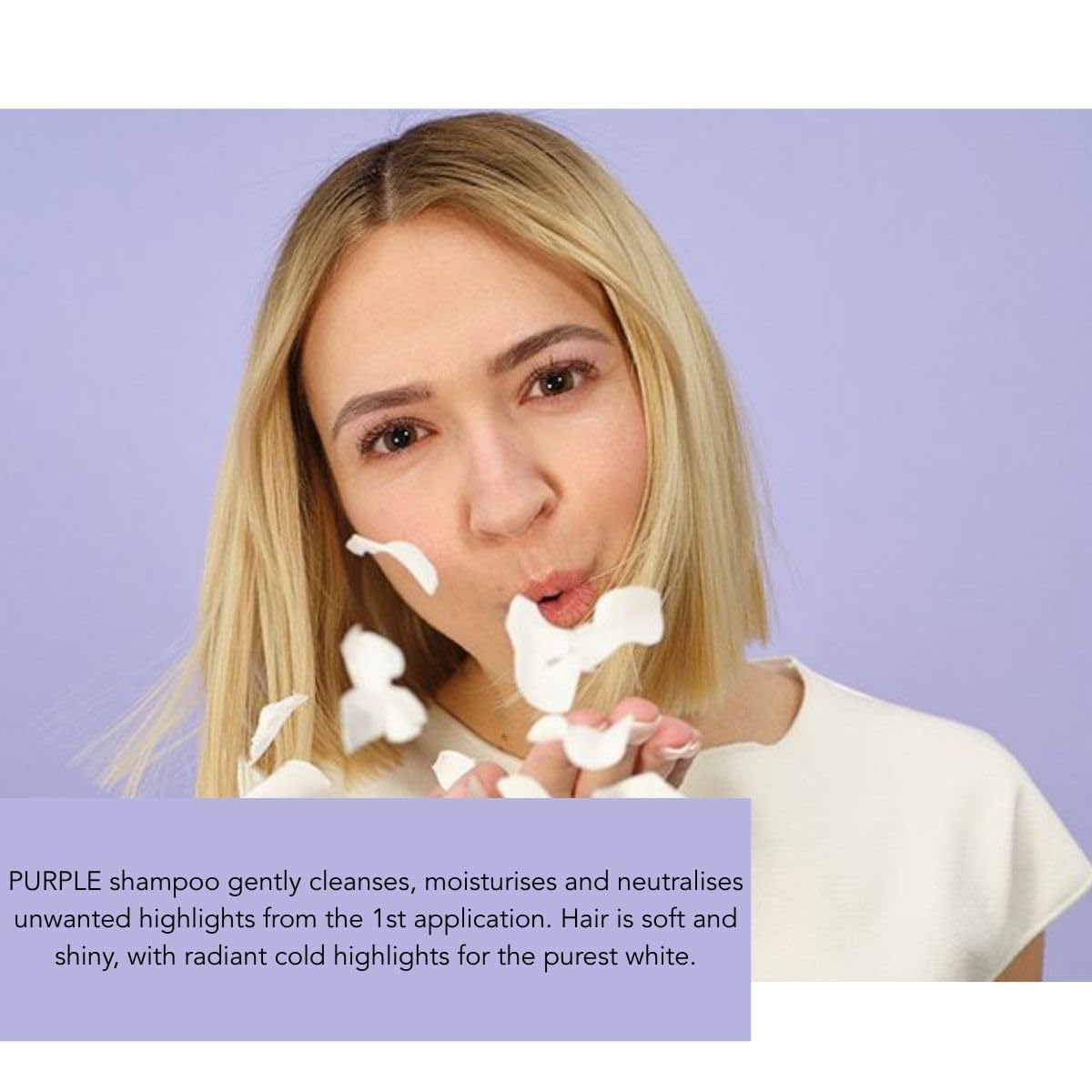 PHYTO Purple No-Yellow Shampoo for Gray, White & Bleached Blonde Hair | Sulfate-Free | Neutralizes Brassy Tones, Illuminates Highlights | Made in France | 8.45 fl oz