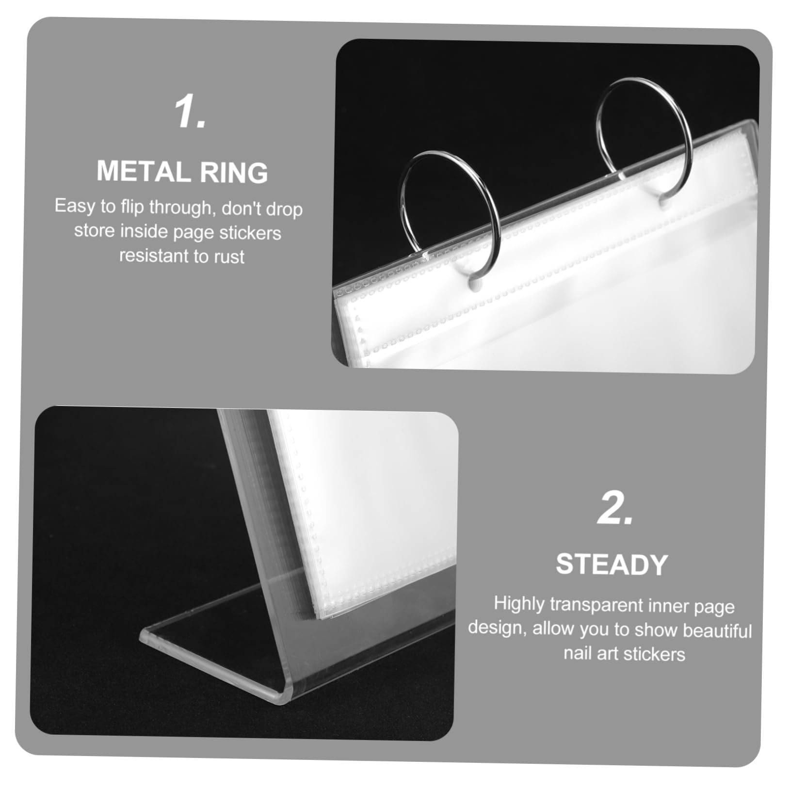 Garneck 2pcs Nail Art Decal Display Album Organizer for Nail Stickers and Decals Portable Storage Book for Manicure Designs