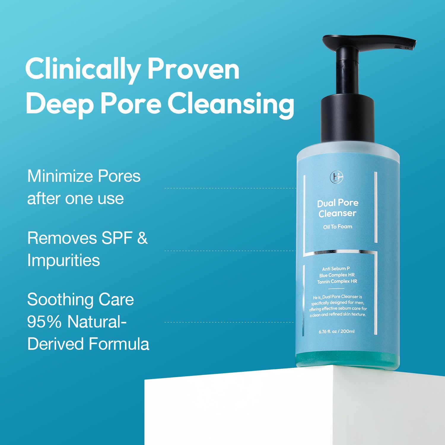 Dual Pore Cleanser, Blackhead Face Wash for Men, 6.76 fl oz - LAB BY He is_ Official Product View 4
