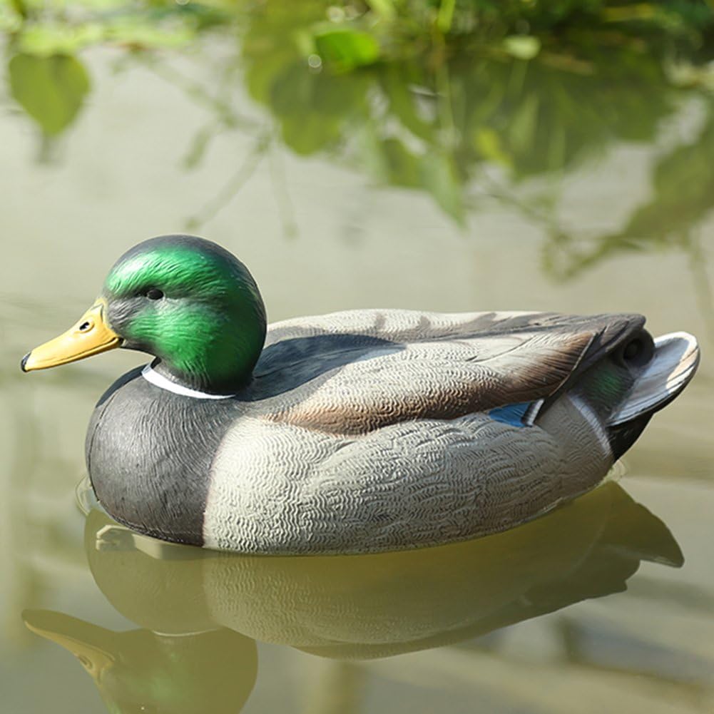 Realistic plastic duck hunting decoy by RioRand, designed for garden decor, featuring detailed duck sculpture for outdoor display.