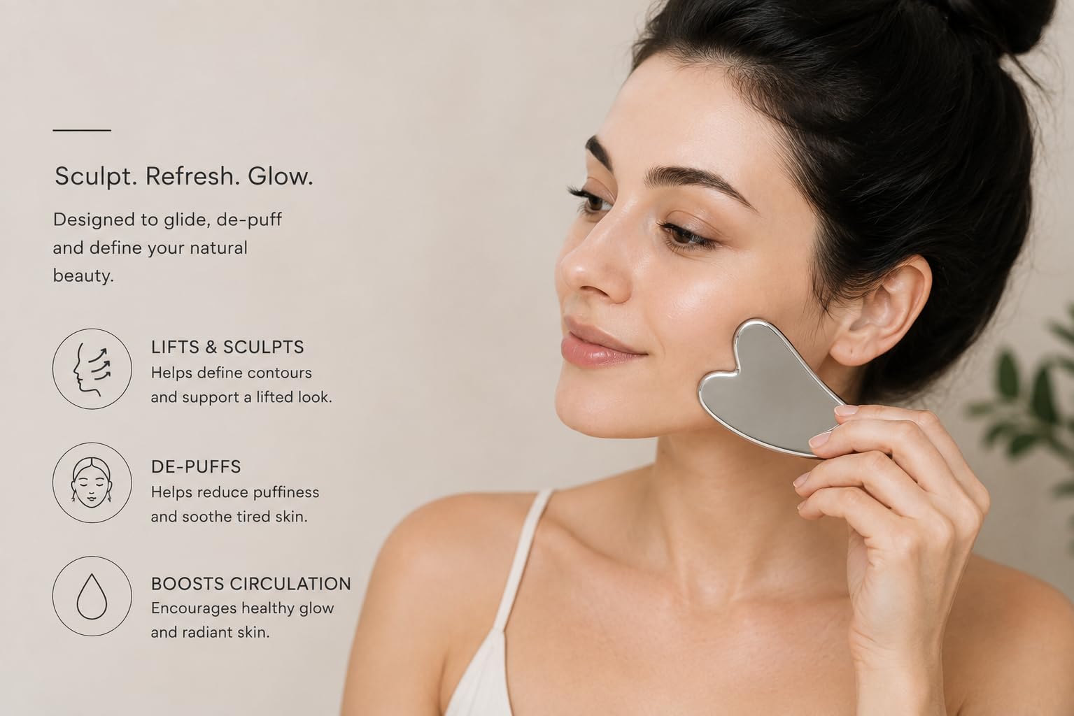 Stainless Steel Gua Sha &amp; Silicone Face Mask Brush Set, - SEZER
