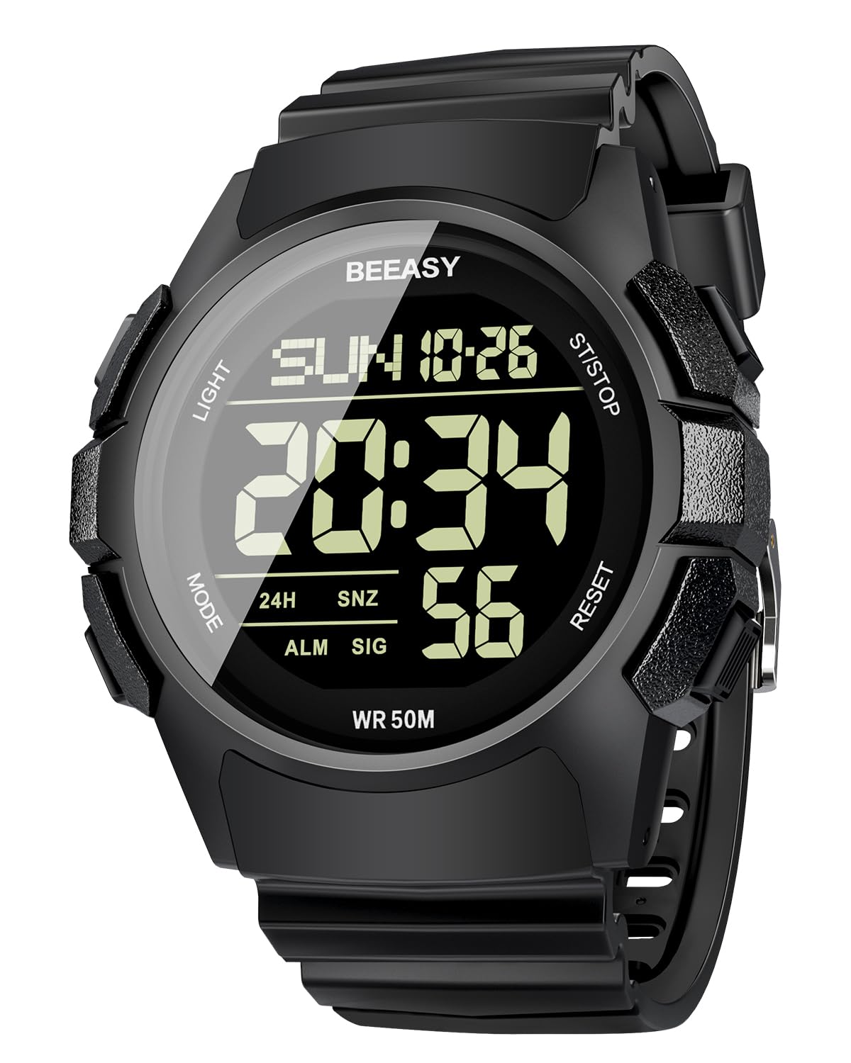 Beeasy Mens Digital Sports Watch 50M Waterproof 49mm Rubber - Beeasy Official Imagery - 2