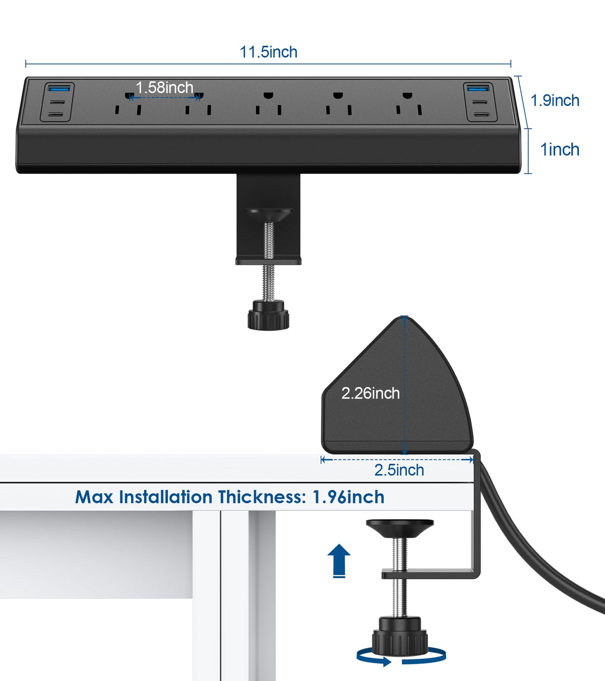 Jgstkcity Desk Clamp Power Strip USB C 40W Total Fast - Jgstkcity Official Imagery - 8