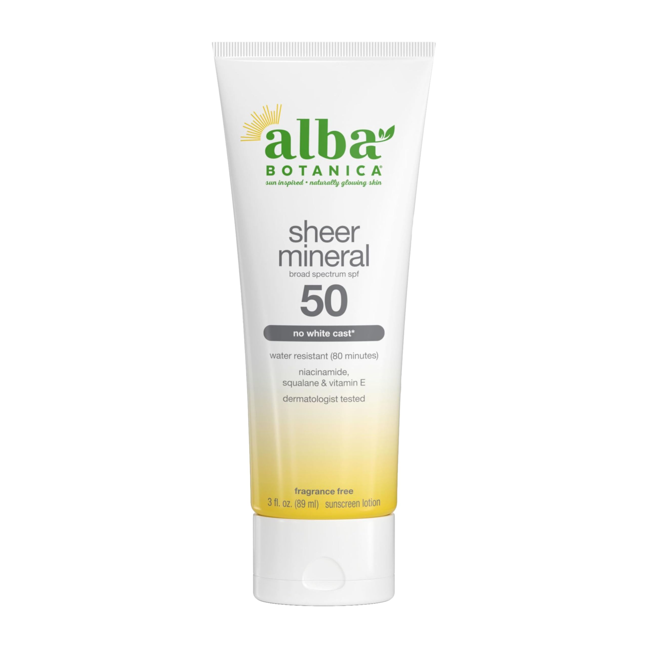 Alba Botanica Mineral Sunscreen Lotion SPF 50, Broad Spectrum, - Product Imagery