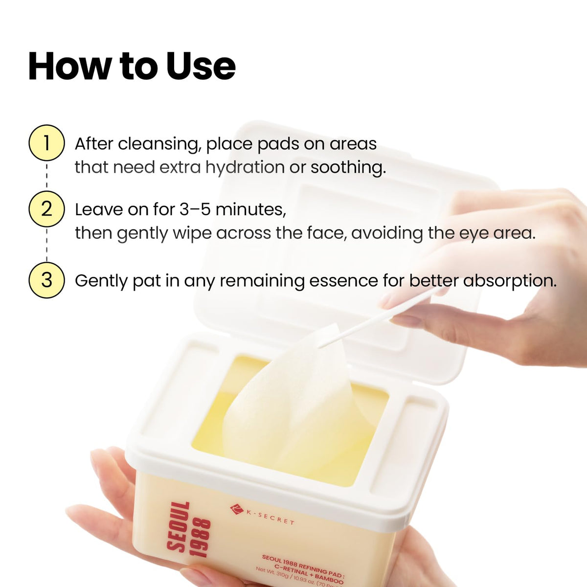 K SECRET SEOUL1988 Retinal Refining Pads for Sensitive Skin - K-SECRET Official Product Imagery - 8