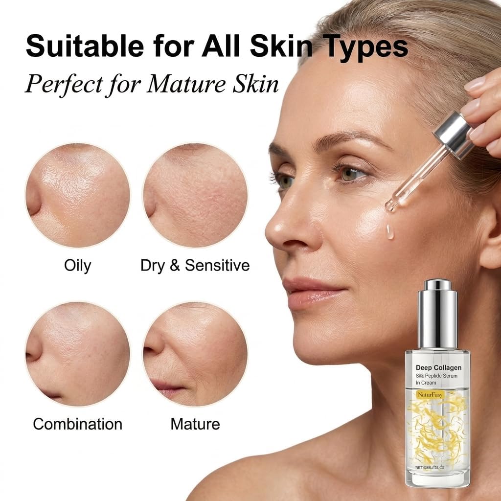 Deep Collagen Silk Peptide Serum - Anti-Aging Facial to Instant Face Lift - Smooth + Blur Fine Lines and Wrinkles,Copper Peptides With Collagen & Multi Peptides All Skin Types - NaturEasy Official Product View 8